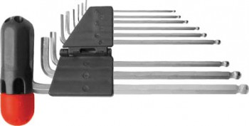 Ключи шестигранные длинные с шаром (1,5 - 10 мм) 9 шт.CrV, с пласт.Т-обр.ручкой