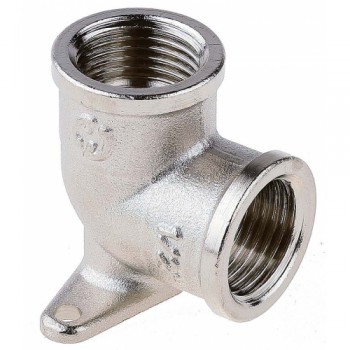 Уголок GENERAL FITTINGS с креплением к полу, никелированная латунь, гайка/гайка, 1/2\