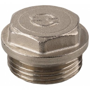 Заглушка GENERAL FITTINGS, 4-х гранная головка с прижимной шайбой,  латунь, наружная резьба, 1/2\