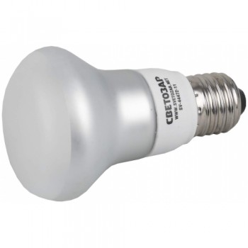 Энергосберегающая лампа СВЕТОЗАР зеркальная, цоколь E27(стандарт), дневной белый свет (4000 К), 10000 час, 11Вт(55)